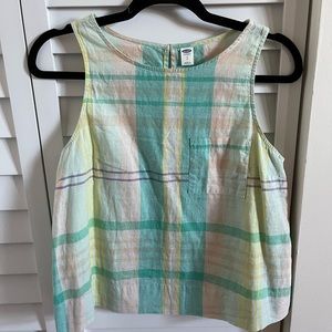 Plaid sleeveless linen/cotton top- old navy